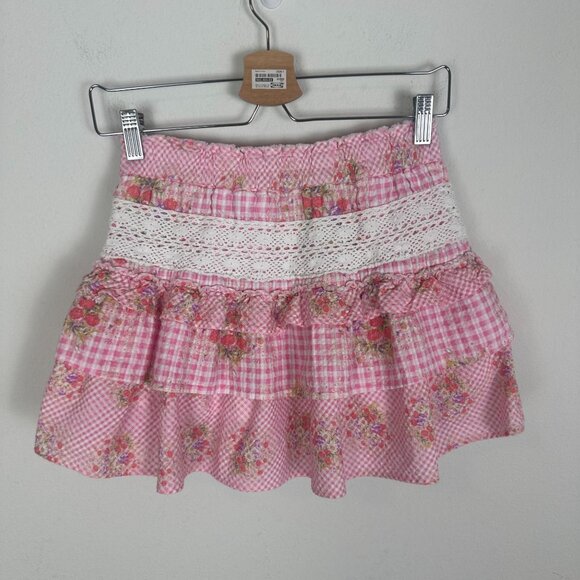 LoveShackFancy Pink Ruffled Mini Skirt - Picture 7 of 9